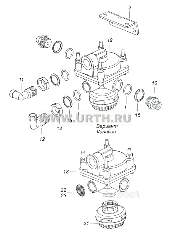 4308-3500018-20 Ускорительный клапан с соединительной арматурой